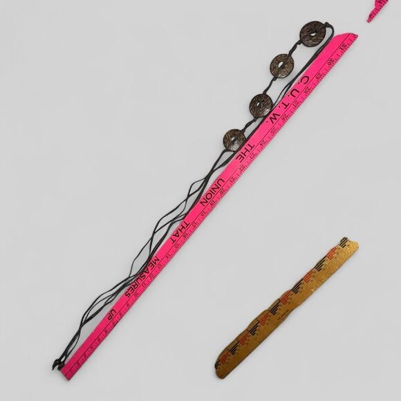 Southwestern Boho Brown Leather Wrap Belt with Decorative Coconut Shell Accents - Picture 13 of 13